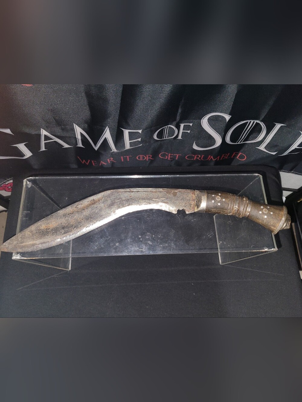 Rustic Curved Kukri Gurkha Fighting Style Blade in Metal and Wood